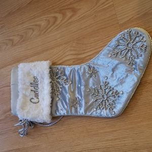 Silver being stocking " Cuddles" on the cuff.